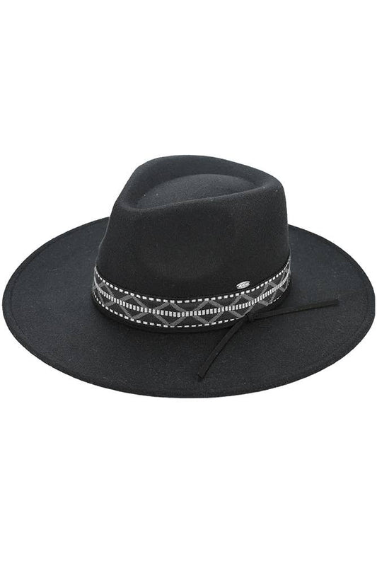 C.C Geometric Trim Band Vegan Felt Panama Hat