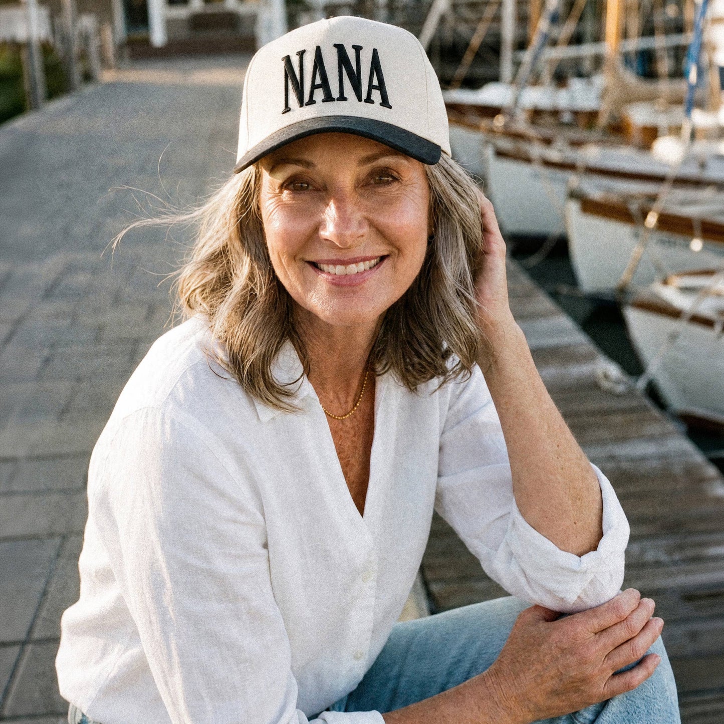 C.C NANA Letter on Two Tone Trucker Hat