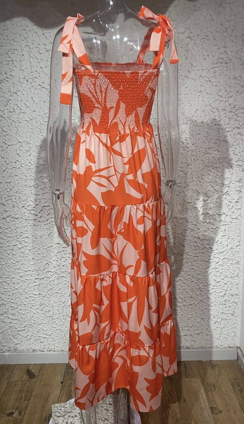 LACE-UP STRAPLESS HALTER DRESS