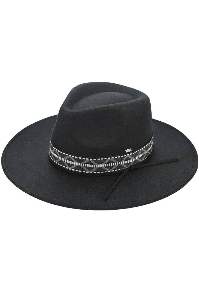 C.C Geometric Trim Band Vegan Felt Panama Hat