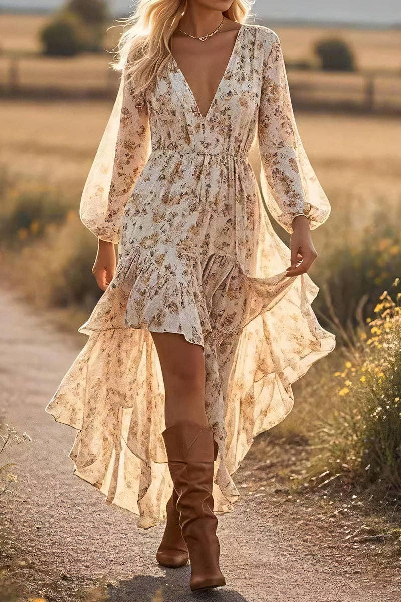 Floral Ruffle Casual Dress