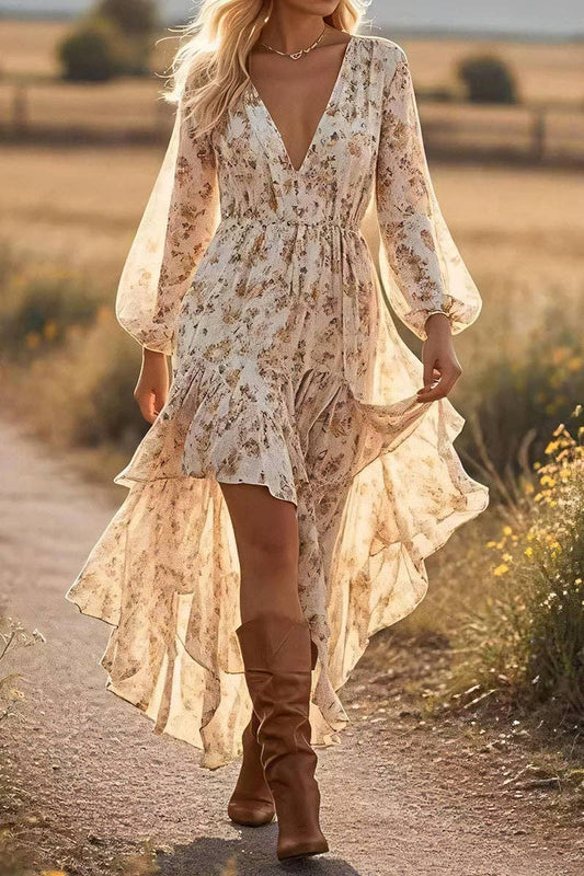 Floral Ruffle Casual Dress