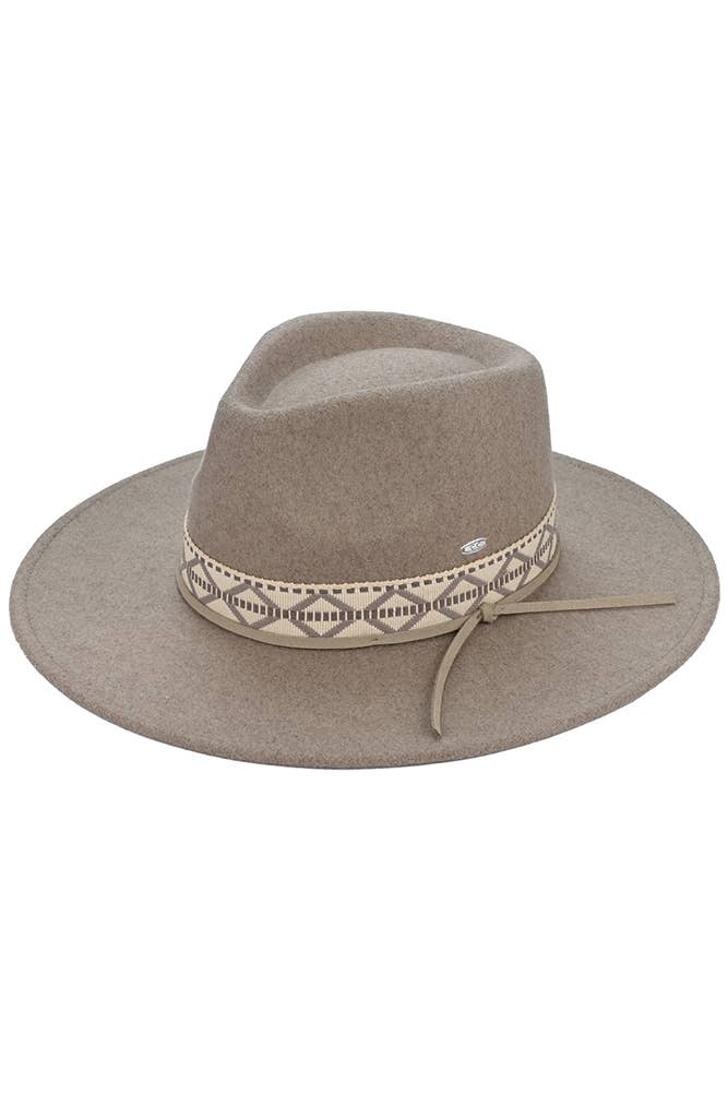 C.C Geometric Trim Band Vegan Felt Panama Hat