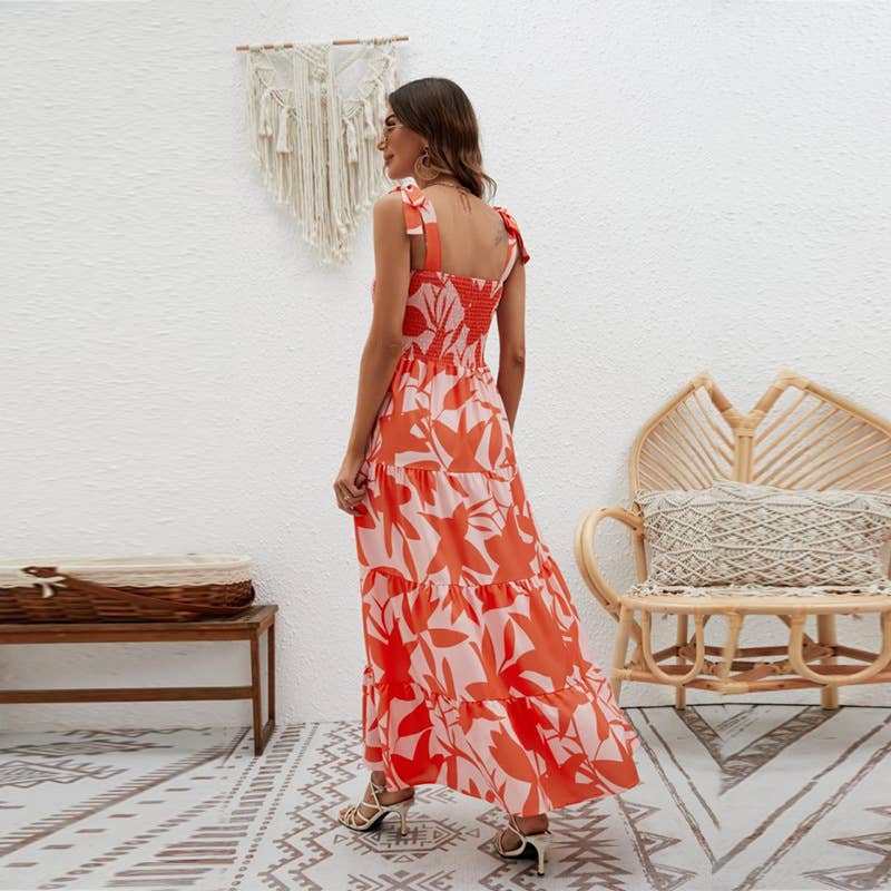 LACE-UP STRAPLESS HALTER DRESS