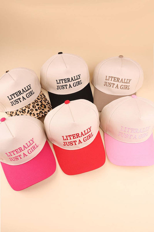 Literally Just A Girl - Two Tone Canvas Cotton Cap