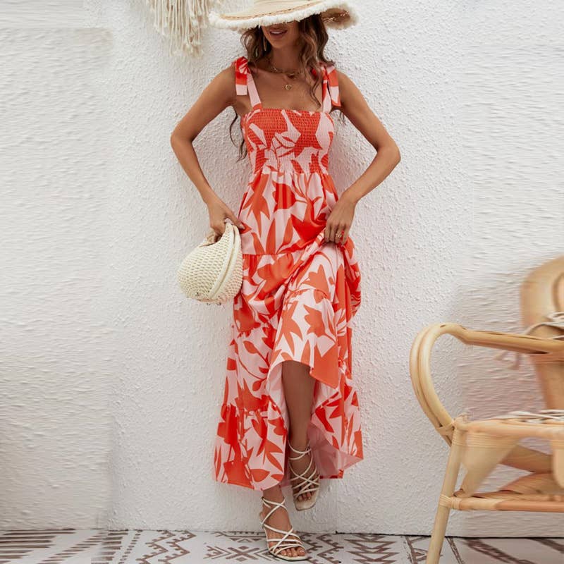 LACE-UP STRAPLESS HALTER DRESS