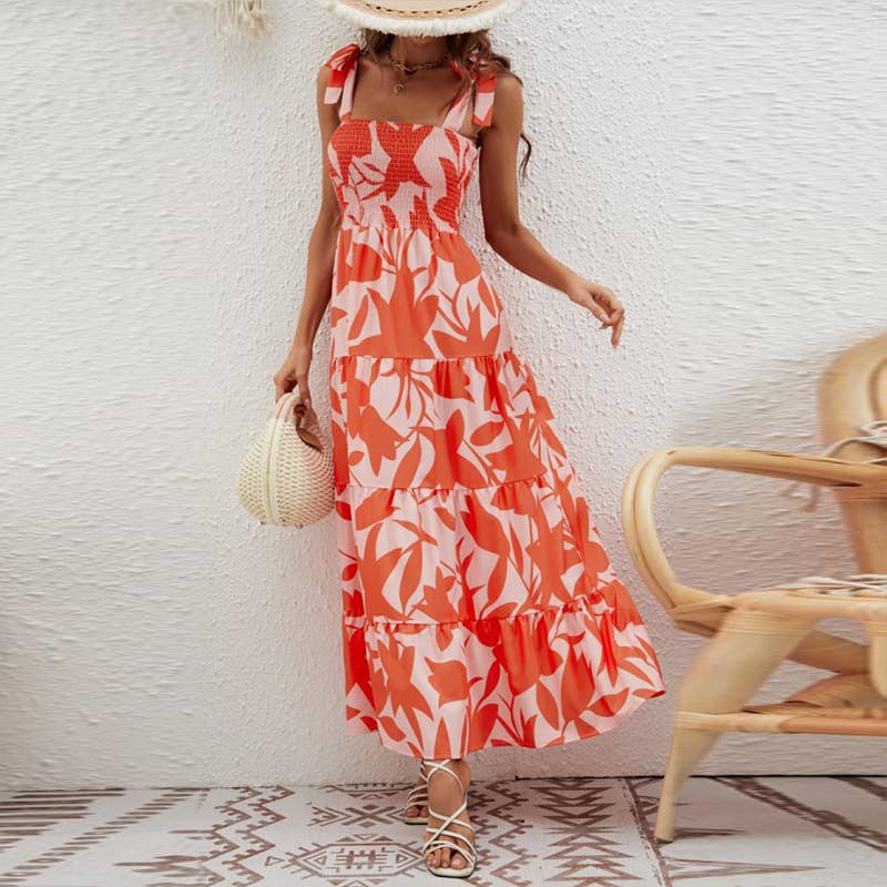 LACE-UP STRAPLESS HALTER DRESS