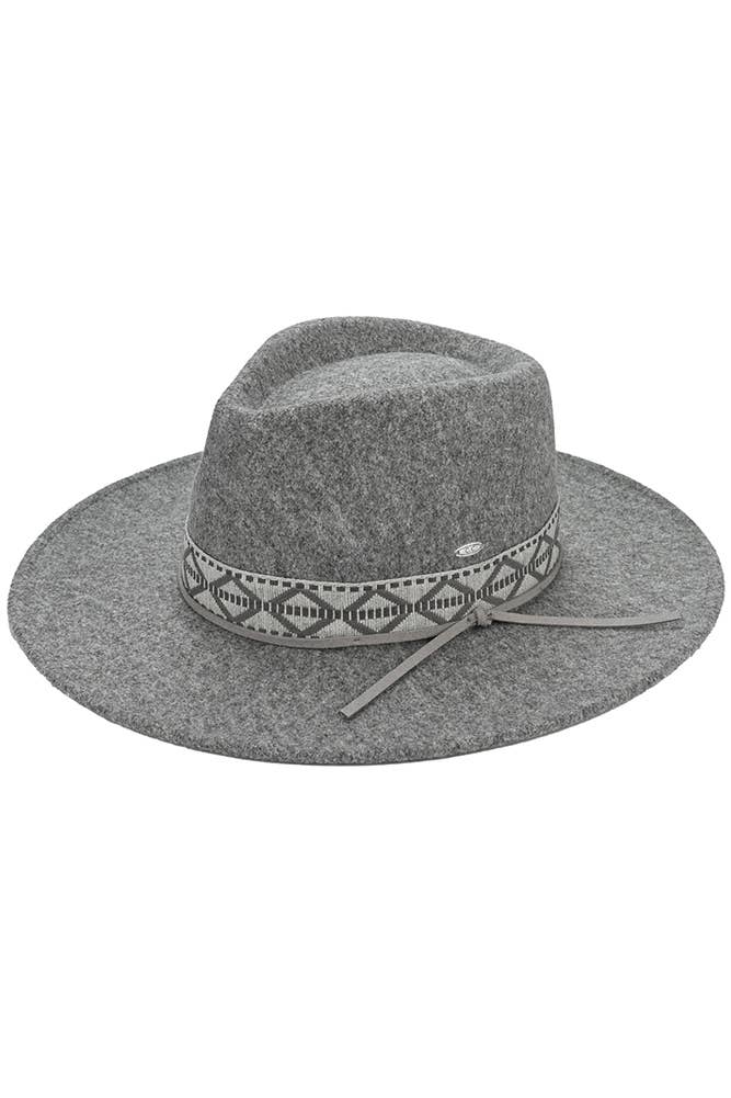 C.C Geometric Trim Band Vegan Felt Panama Hat